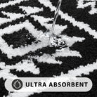 Lahomerugs Boho Bathroom Rugs Black Tribal Bath Mat Western Non-Slip Absorbent Bath Rug Bath mats Plush Soft Farmhouse Geometric Bathroom Floor Mat for Shower Toilet Tub, 18x26 inch Lahomerugs Lahome