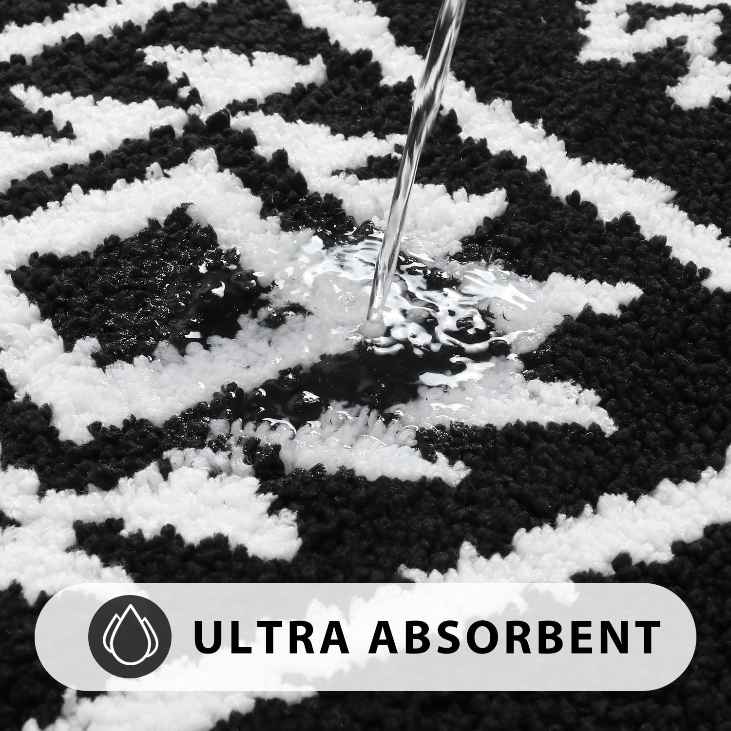 Lahomerugs Boho Bathroom Rugs Black Tribal Bath Mat Western Non-Slip Absorbent Bath Rug Bath mats Plush Soft Farmhouse Geometric Bathroom Floor Mat for Shower Toilet Tub, 18x26 inch Lahomerugs Lahome