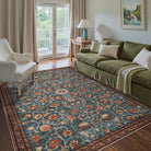 Lahomerug Floral Print Area Rug 5x7, Washable Dark Green Rugs for Living Room, Non Slip Soft Large Rugs for Bedroom, Stain Resistant Dining Room Mat Indoor Floor Carpet for Dorm Lahomerug Lahome 5'x7‘ Blue/Red