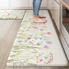 Lahomerug Anti Fatigue Mats for Kitchen Floor 17"x59"+17"x29", Farmhouse Floral Kitchen Rugs, Cushioned Memory Foam Kitchen Mats, Comfort Standing Mat for Laundry, Office, Sink, Desk Brown, Anti-fatigue floor mats Lahomerug Lahome 20" x 47"+20" x 32"--0.47 inches Floral/White