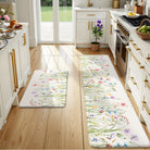 Lahomerug Anti Fatigue Mats for Kitchen Floor 17"x59"+17"x29", Farmhouse Floral Kitchen Rugs, Cushioned Memory Foam Kitchen Mats, Comfort Standing Mat for Laundry, Office, Sink, Desk Brown, Anti-fatigue floor mats Lahomerug Lahome 20" x 71"+20" x 32"--0.47 inches Floral/White