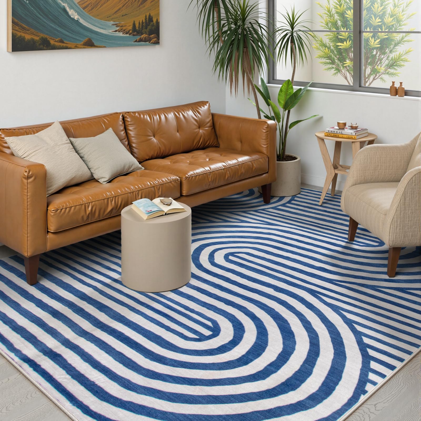 LahomeGlobal Modern 8x10 Area Rugs, Non-Slip Soft Green Rugs for Living Room,Ultra-Thin Bedroom Rug Washable Stain Resistance,Non-Shedding Large Carpet for Office Dining Room Kids Playroom Rug(8'X10',Green) LahomeGlobal Lahome 5' x 7' (Rectangular) Blue