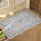 Lahomedecor Floral Area Rugs 5x7, Soft Washable Rugs for Living Room Bedroom, Boho Non Slip Low Pile Forest Design Large Throw Carpet for Farmhouse Dining Room Office, Black, Area rugs Lahomedecor Lahome 2'x3' Beige/Blue