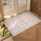 Lahomedecor Floral Area Rugs 5x7, Soft Washable Rugs for Living Room Bedroom, Boho Non Slip Low Pile Forest Design Large Throw Carpet for Farmhouse Dining Room Office, Black, Area rugs Lahomedecor Lahome 2'x3' Pink