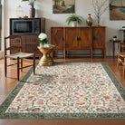 Lahomerug Floral Print Area Rug 5x7, Washable Dark Green Rugs for Living Room, Non Slip Soft Large Rugs for Bedroom, Stain Resistant Dining Room Mat Indoor Floor Carpet for Dorm Lahomerug Lahome