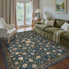 Lahomerug Floral Print Area Rug 5x7, Washable Dark Green Rugs for Living Room, Non Slip Soft Large Rugs for Bedroom, Stain Resistant Dining Room Mat Indoor Floor Carpet for Dorm Lahomerug Lahome 5'x7‘ Blue/Green