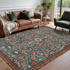 Lahomerug Floral Print Area Rug 5x7, Washable Dark Green Rugs for Living Room, Non Slip Soft Large Rugs for Bedroom, Stain Resistant Dining Room Mat Indoor Floor Carpet for Dorm Lahomerug Lahome 8'x10‘ Blue/Red