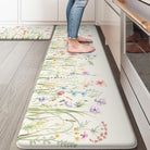 Lahomerug Anti Fatigue Mats for Kitchen Floor 17"x59"+17"x29", Farmhouse Floral Kitchen Rugs, Cushioned Memory Foam Kitchen Mats, Comfort Standing Mat for Laundry, Office, Sink, Desk Brown, Anti-fatigue floor mats Lahomerug Lahome 17.3" x 59"+17.3" x 29"--0.47 inches Floral/White