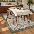 Lahomerug Floral Print Area Rug 5x7, Washable Dark Green Rugs for Living Room, Non Slip Soft Large Rugs for Bedroom, Stain Resistant Dining Room Mat Indoor Floor Carpet for Dorm Lahomerug Lahome