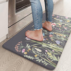 Lahomerug Anti Fatigue Mats for Kitchen Floor 17"x59"+17"x29", Farmhouse Floral Kitchen Rugs, Cushioned Memory Foam Kitchen Mats, Comfort Standing Mat for Laundry, Office, Sink, Desk Brown, Anti-fatigue floor mats Lahomerug Lahome 29"L x 17.3"W x 0.5"Th Floral/Dark Grey/Purple