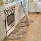 Lahomerugs Anti Fatigue Kitchen Mats 17"x47"+17"x29", Abstract Kitchen Rugs Sets of 2, Non Slip Kitchen Mats for Floor, Anti-fatigue floor mats, Cushioned Comfort Standing Mats for Sink, Laundry, Office, Desk Multi-Blue Lahomerugs Lahome 18" x 28"+18" x 28"--0.47 inches(Semicircular) Red Brown/Multi