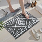 Lahomerugs Boho Bathroom Rugs Black Tribal Bath Mat Western Non-Slip Absorbent Bath Rug Bath mats Plush Soft Farmhouse Geometric Bathroom Floor Mat for Shower Toilet Tub, 18x26 inch Lahomerugs Lahome