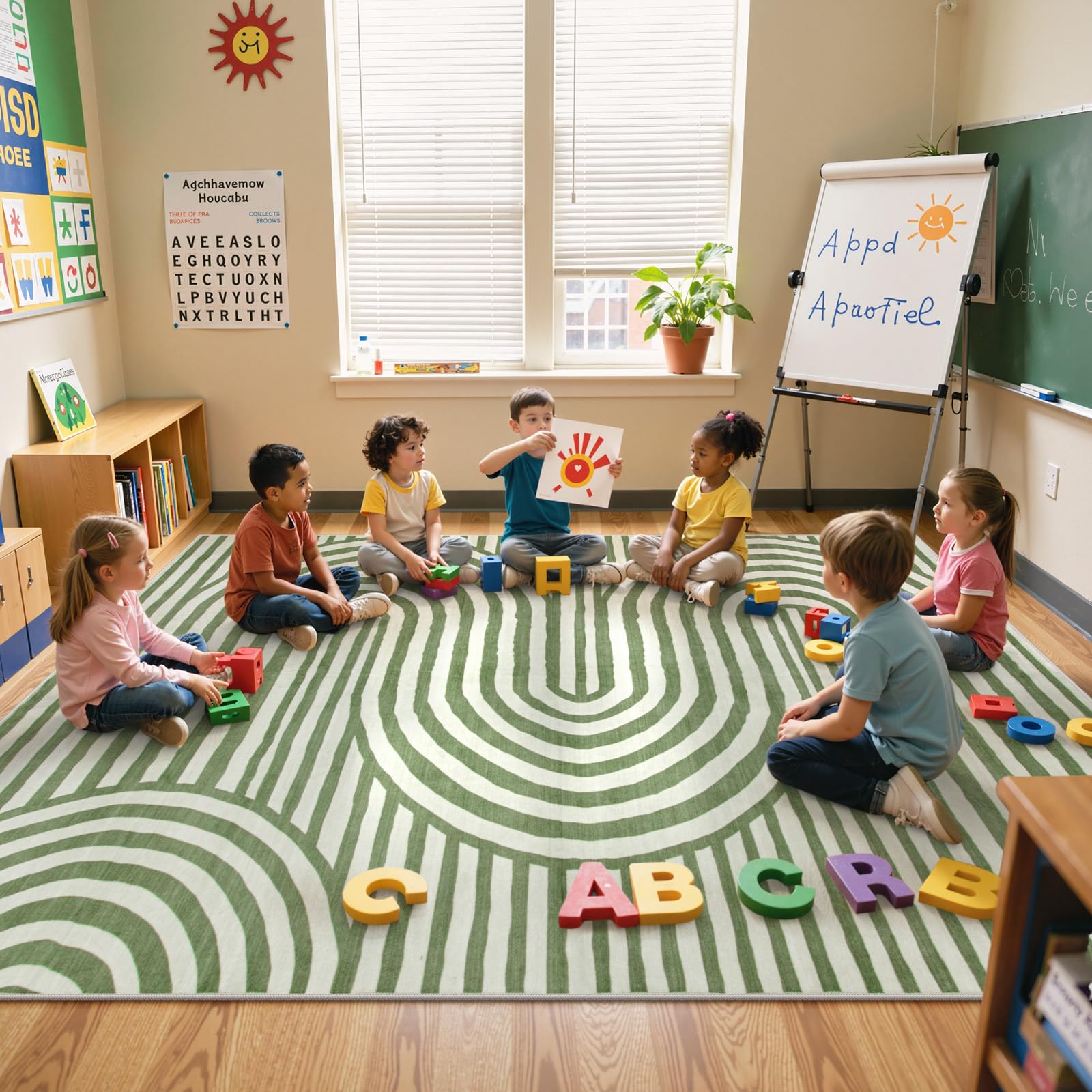 LahomeGlobal Modern 8x10 Area Rugs, Non-Slip Soft Green Rugs for Living Room,Ultra-Thin Bedroom Rug Washable Stain Resistance,Non-Shedding Large Carpet for Office Dining Room Kids Playroom Rug(8'X10',Green) LahomeGlobal Lahome