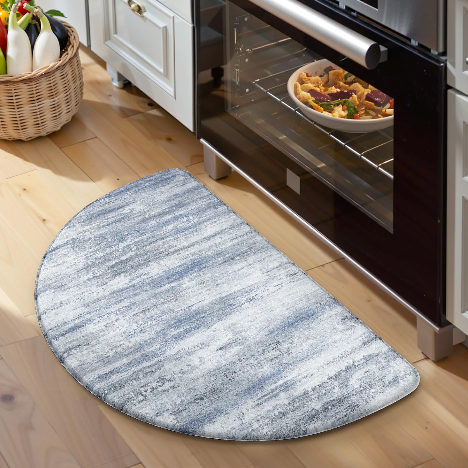 Lahomerugs Anti Fatigue Kitchen Mats 17"x47"+17"x29", Abstract Kitchen Rugs Sets of 2, Non Slip Kitchen Mats for Floor, Anti-fatigue floor mats, Cushioned Comfort Standing Mats for Sink, Laundry, Office, Desk Multi-Blue Lahomerugs Lahome 28"L x 18"W x 0.5"Th Blue/Multi