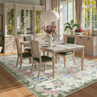 Nina Washable Romantic Vintage Floral Rose Garden Light Green Rug Area Rugs Lahome