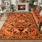Rosalie Washable Boho Birdsong Floral Garden Orange Rug Area Rugs Lahome 8' x 10'