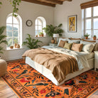 Rosalie Washable Boho Birdsong Floral Garden Orange Rug Area Rugs Lahome