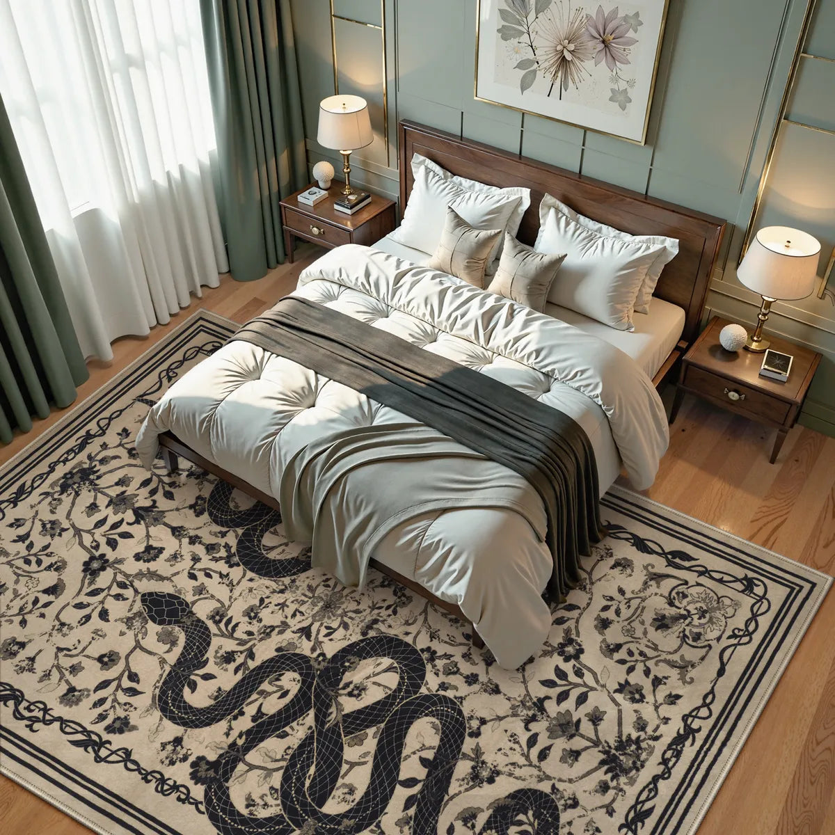 Serpente Washable Mystical Snake Brown Rug Area Rugs Lahome