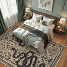 Serpente Washable Mystical Snake Brown Rug Area Rugs Lahome