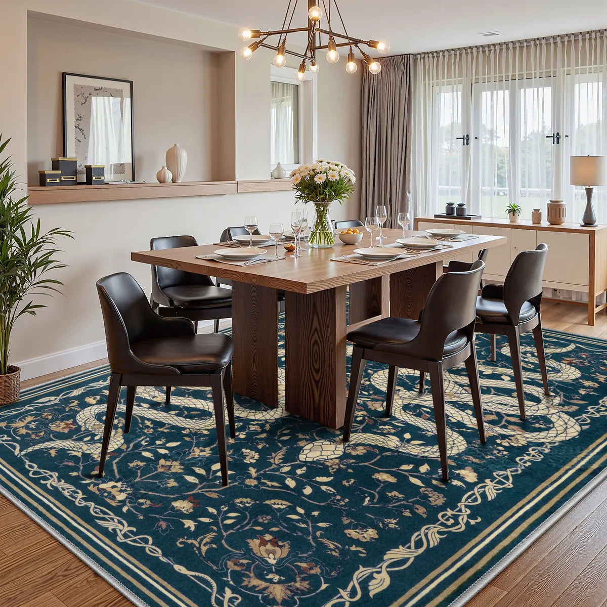 Serpente Washable Mystical Snake Blue Rug Area Rugs Lahome