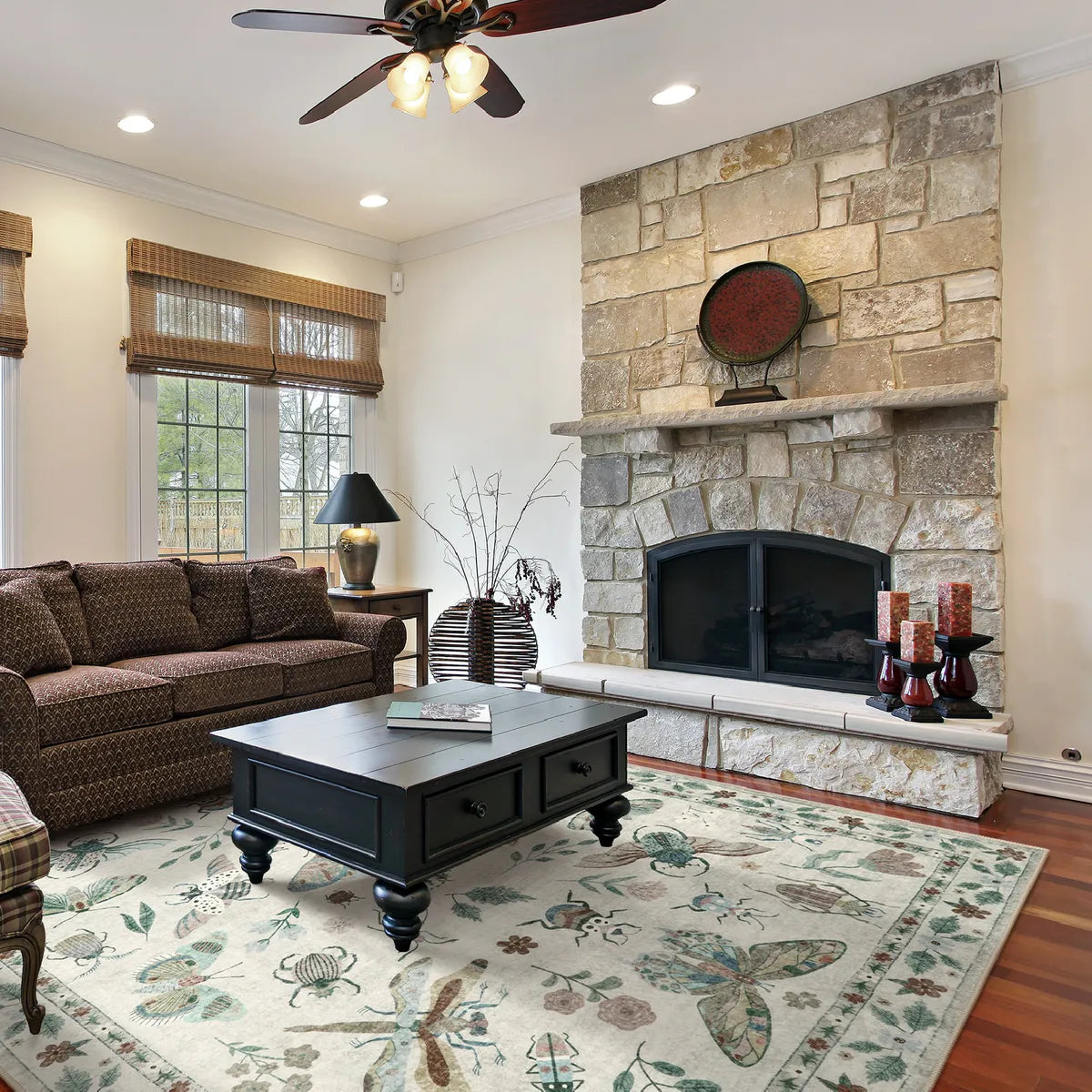 Vionnet Beige Modern Parisian Insect Area Rug - Lahome