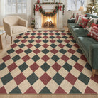 Coline Christmas Diamond Checkered Easy Jute Red&Green Rug Easy Jute Rug Lahome 8' x 10'