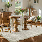 Estelle Washable Modern Abstract Bordered Beige Irregular Shaped Rug Irregular Rugs Lahome