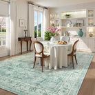 Alene Washable Vintage Medallion Floral Green Rug Area Rugs Lahome