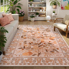 Alma Washable Modern Natural Botanical Floral Beige Rug Area Rugs Lahome 8' x 10'
