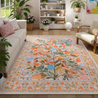 Alma Washable Modern Natural Botanical Floral Colorful Rug Area Rugs Lahome 8' x 10'