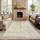 Almora Washable Vintage Distressed Ivory Rug Area Rugs Lahome 8' x 10'