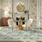 Arbore Washable Boho Vintage Floral Light Green Rug Area Rugs Lahome