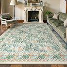 Arbore Washable Boho Vintage Floral Light Green Rug Area Rugs Lahome 8' x 10'