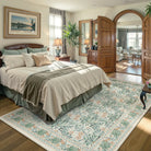 Arbore Washable Boho Vintage Floral Light Green Rug Area Rugs Lahome