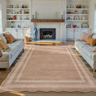 Brise Washable Farmhouse Scalloped Oat Beige Rug Rugs Lahome 8' x 10'
