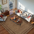 Brise Washable Farmhouse Scalloped Mocha Brown Rug Rugs Lahome 8' x 10'