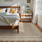 Brise Washable Farmhouse Scalloped Charcoal Grey Rug Rugs Lahome