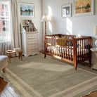 Brise Washable Farmhouse Scalloped Olive Green Rug Rugs Lahome