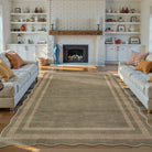 Brise Washable Farmhouse Scalloped Olive Green Rug Rugs Lahome 8' x 10'