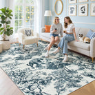 Brume Washable Vintage Toile Tiger Navy Blue Rug Area Rugs Lahome