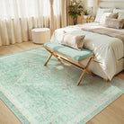 Camee Washable Vintage Medallion Sage Green Rug Area Rugs Lahome