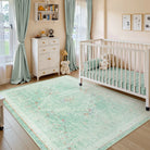 Camee Washable Vintage Medallion Sage Green Rug Area Rugs Lahome