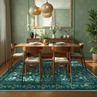 Celeste Washable Vintage Floral Green Area Rug Area Rugs Lahome