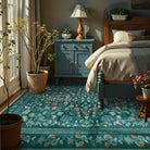 Celeste Washable Vintage Floral Green Area Rug Area Rugs Lahome