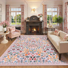 Claude Washable Maximalism Vibrant Blossom Floral Pink Rug Area Rugs Lahome