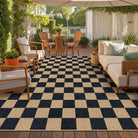 Colette Washable Checkered Easy Jute Black Indoor/Outdoor Rug Easy Jute Area Rug Lahome 8' x 10'