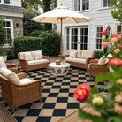 Coline Washable Geometric Checkered Easy Jute Black Indoor/Outdoor Rug Easy Jute Area Rug Lahome