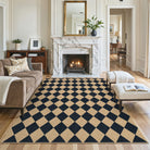 Coline Washable Geometric Checkered Easy Jute Black Indoor/Outdoor Rug Easy Jute Area Rug Lahome 8' x 10'