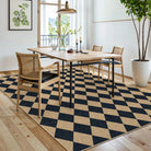 Coline Washable Geometric Checkered Easy Jute Black Indoor/Outdoor Rug Easy Jute Area Rug Lahome
