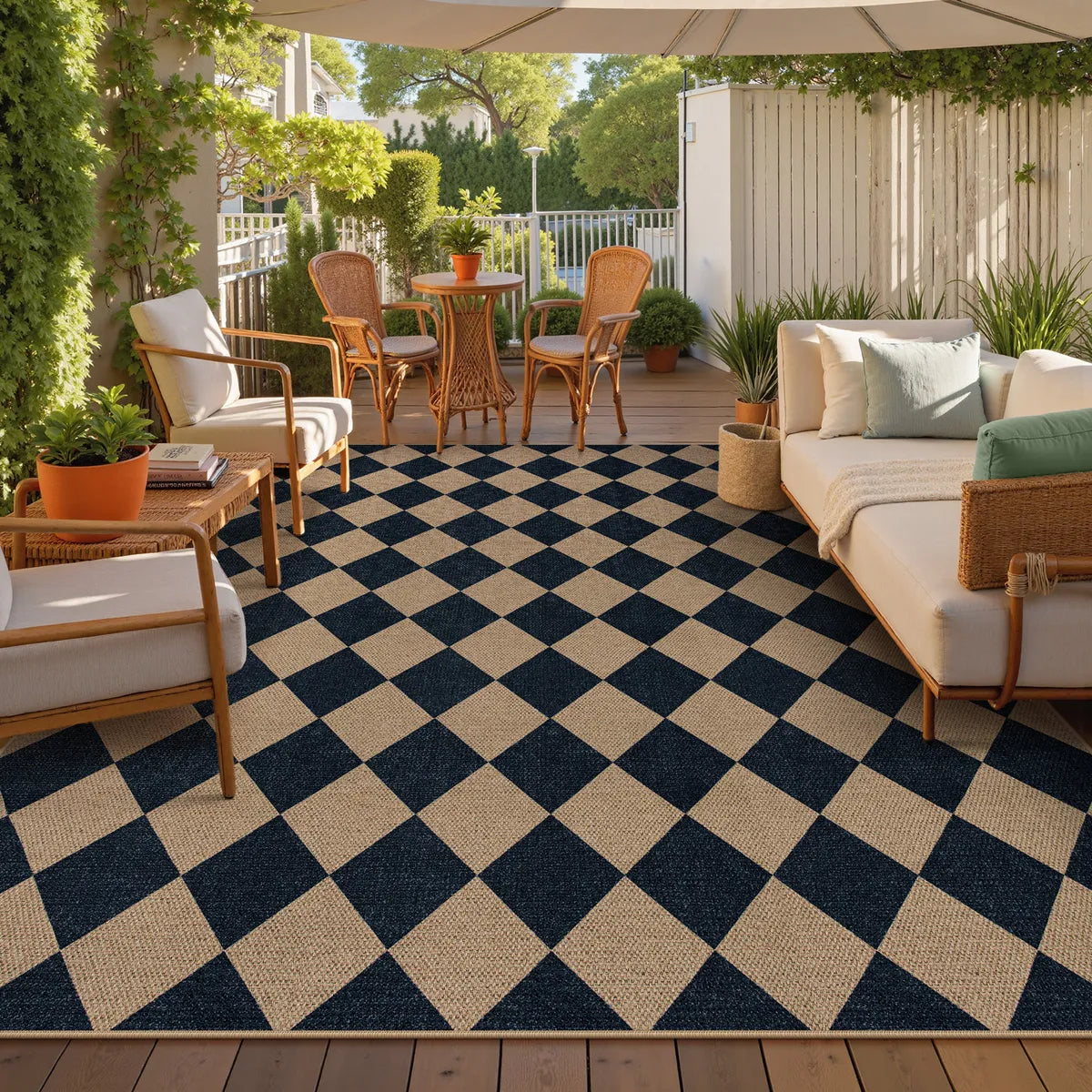 Coline Washable Geometric Checkered Easy Jute Dark Brown Indoor/Outdoor Rug Easy Jute Area Rug Lahome 8' x 10'